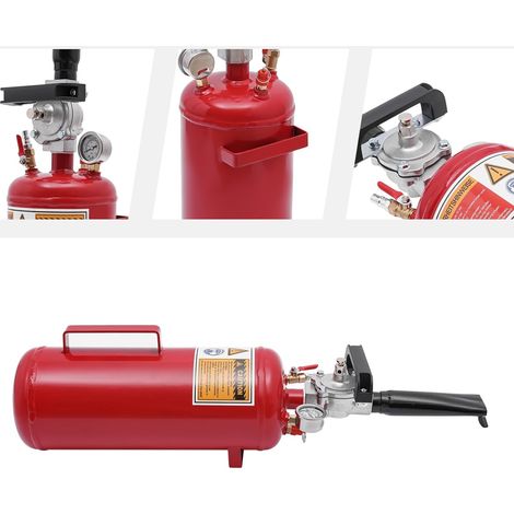Reifenexplosionsdichter, 8 l, mit Druckmesser, Reifenaufblaser für Motorrad- und Elektrofahrzeuge, 16 x 50 cm, 0,6-0,8 MPa (rot)
