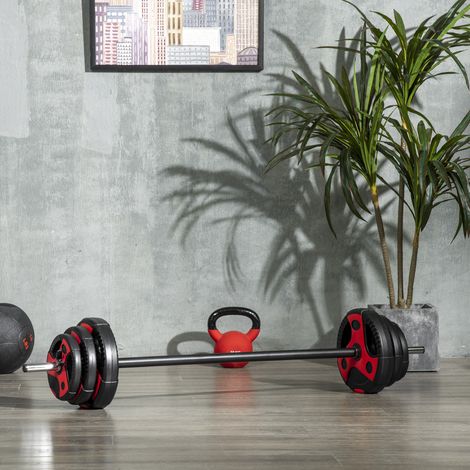 Barre d'haltères réglable de 20 kg, ensemble de poids, barre et haltères pour musculation à domicile.
