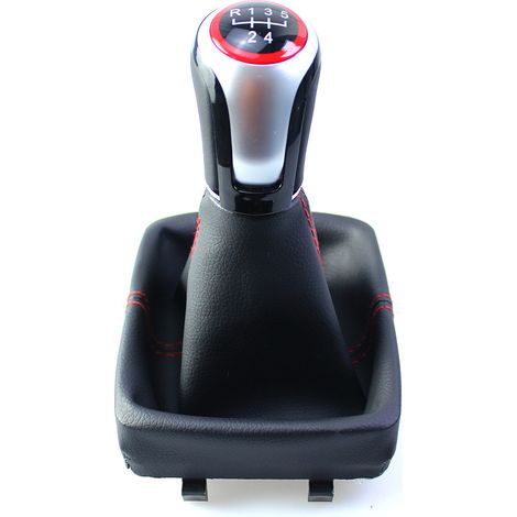 Pommeau de levier de vitesse pour Volkswagen Polo 9N, pommeau de levier de vitesse manuel, transmission manuelle, rouge, kit 5 vitesses (une pièce). (1/4)