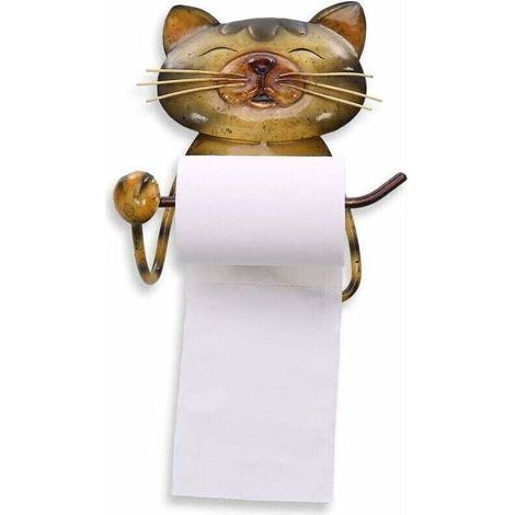 Chat Porte-Papier Toilette en Fer pour Salle de Bain Support pour Rouleau de Papier Mural