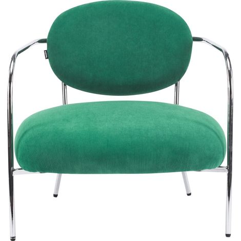Homifab – Fauteuil en velours côtelé vert électrique – Piètement chromé – Design incurvé pour confort – Dimensions 75.5x75x76.5cm