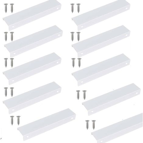 10 Pcs Poignée Cuisine Invisible 150mm,Poignée Meuble Cuisine Invisible,Poignée Blanche pour meuble Idéales avec Un Style Epuré et Moderne,pour Placards,Armoires,Tiroirs de Cuisine (1/5)