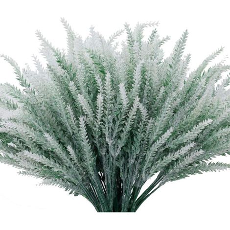 Fleurs Artificielles Lavande Coloré Flocké Bouquet DIY Décoratif En Pot Jardin Conception Simulation Fleur De Mariage Jardin Bureau Meubles Décoration 12 Pcs Blanc (1/5)