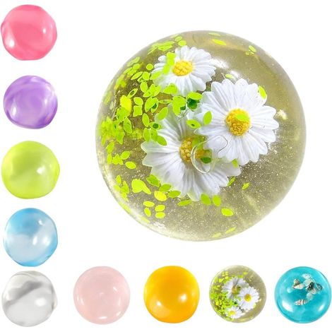 Beyamis Balle anti-stress mousse 6cm - Cocotier ultra-douce pâquerettes printanières (1/5)