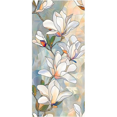Film pour vitres - 100x45cm - PVC - Film occultant Magnolia - Coloré - Film adhésif électrostatique - Décoration vitrail (1/5)