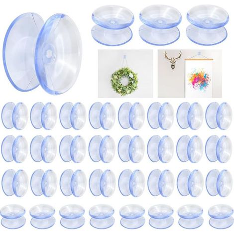 Lot de 20 ventouses double face, 20 mm en plastique PVC transparent, ventouses antidérapantes pour table en verre, organisation de la maison (1/5)