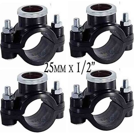 Lot de 4 Collier de prise en charge 25mm x 1/2''. Utilisé pour l'installation d'irrigation, tels que des arroseurs, des tuyères
