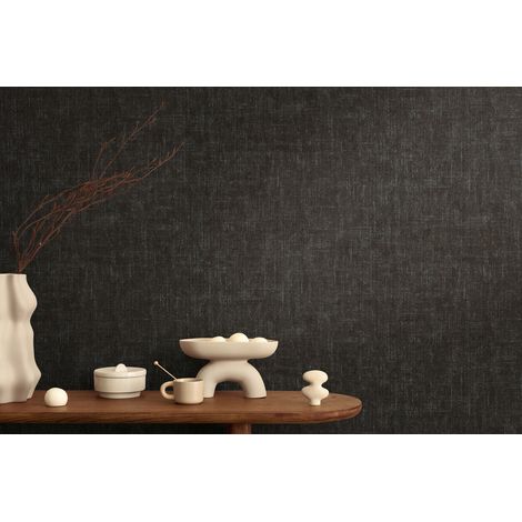 Papier peint intissé uni gris et noir - 10,05 x 0,53 m - collection Cosmopolitan (1/5)