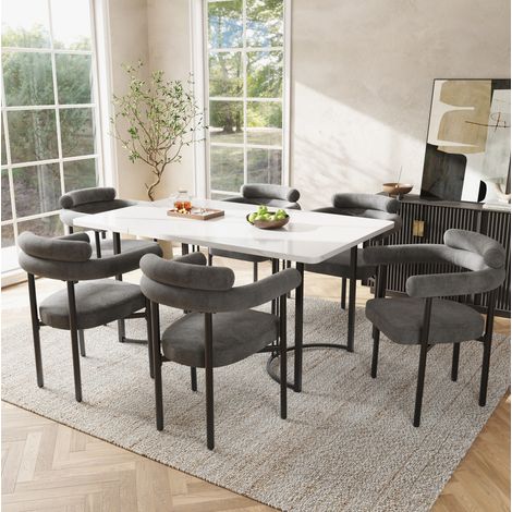 Set di 6 sedie 70 x 62 x 84 cm in ferro e tessuto grigio scuro – MEUBLIV (1/5)