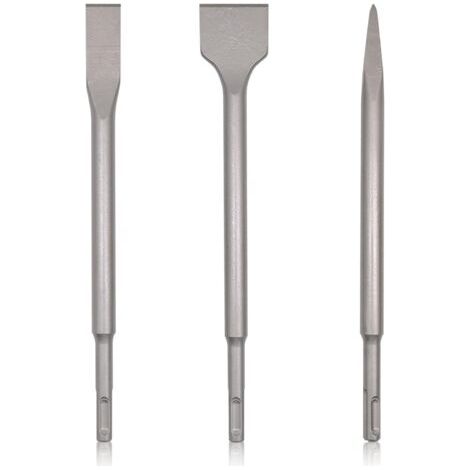 3 pièces Burins SDS Plus Burin Large Plat Pointu Perforateur Burineur Jeu de Burins pour Carrelage Béton Pierre Maçonnerie Pour Travaux de Démolition et Rénovation (1/5)