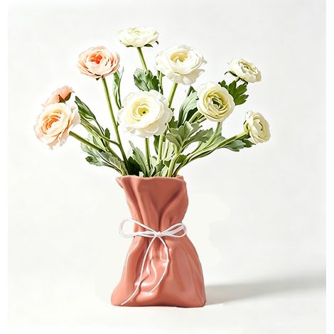 Vase original forme de sac d’argent, Petite miniature en résine – Idéal pour maison, bureau, table de salon – Dimensions 11,9 × 7,8 × 6,9 cm (1/5)