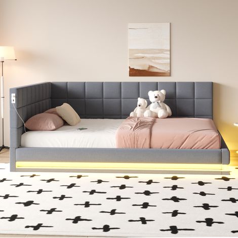 Divano letto con LED e USB in lino 160x200 cm OKMYHOME (1/5)