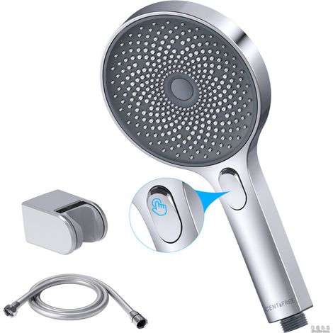 Pommeau de douche economie deau- Pommeau de douche Grand , Pommeau de douche haute pression avec Support Douchette Chromé et 1.5M Flexible douche (1/4)