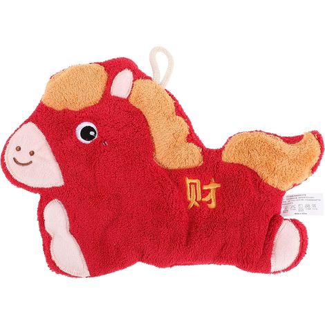 Serviette Mains en Polaire Corail Rouge à Séchage Rapide, Petite Taille, Motif Cheval Ludique, Absorbante et Lavable, Cuisine et Salle de Bain, Serviette Décorative
