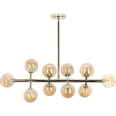 Lampadario moderno con 10 luci in acciaio color oro Ramis (1/5)
