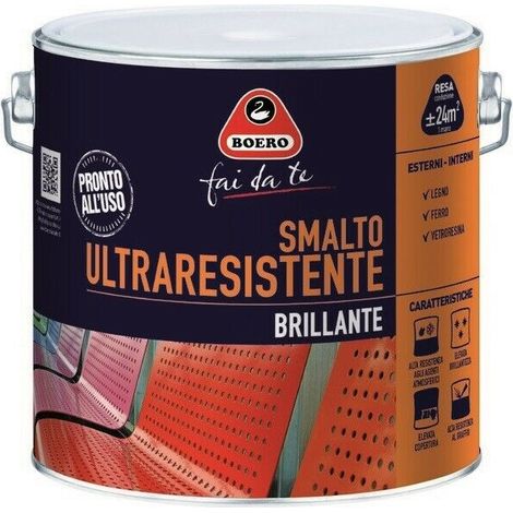 Smalto Ultraresistente Brillante Vernice Legno Ferro Salsedine Esterno 950 Boero - Colori: Cuoio - Formato: 0,5 L