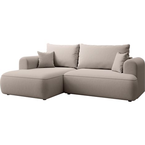 Selsey Ovo Mini - Eckschlafsofa linksseitig mit Stauraum, Easy-Clean-Samtbezug, grau (1/5)