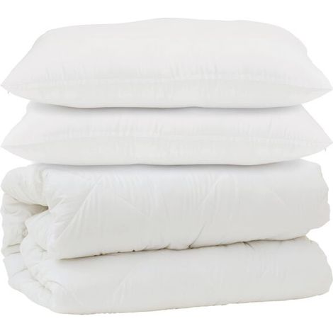 Ensemble couette et oreiller en duvet, ensemble 3 pièces, microfibre blanche. (1/5)