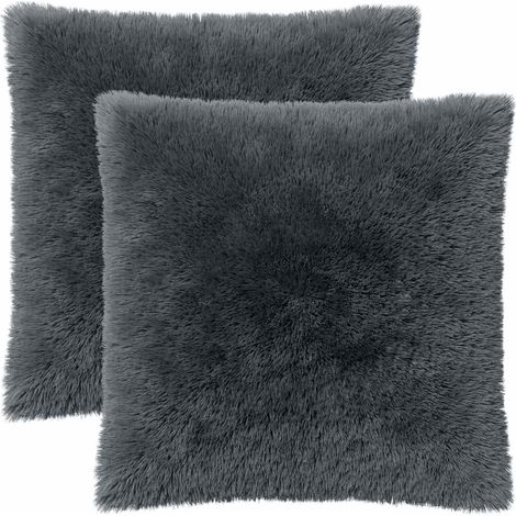 Housse de coussin 2 pcs HEERLEN Anthracite 65 x 65 cm Fleece PV vidaXL