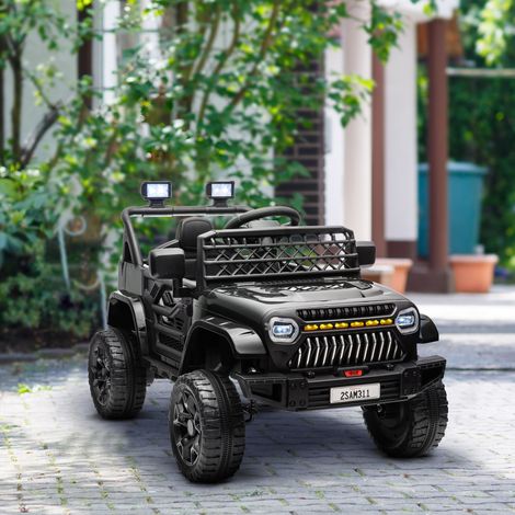 Macchina elettrica per bambini con batteria da 12V, telecomando, velocità regolabile, USB, fari, clacson, nera (1/5)
