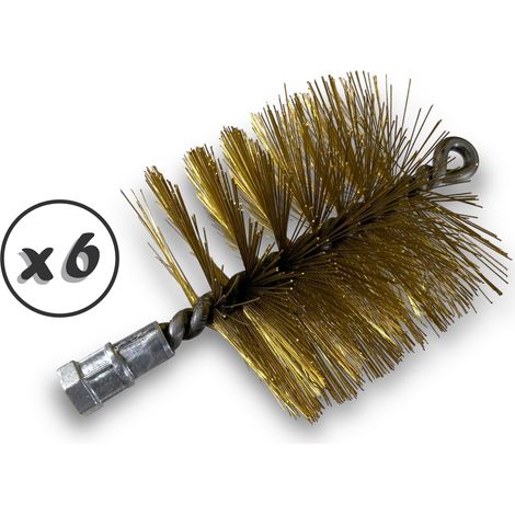 Lot de 6 Brosses à tube PRO LAITON Ø 110 mm  Raccord M12175 femelle  Ame en acier torsadé  Nettoyage brossage tube et canalisation  Kibros 41SCL110x6