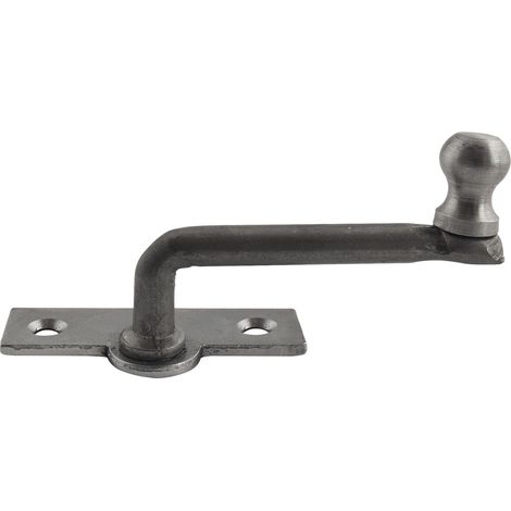 Fensterreiber mit Eisenknopf auf eckiger, austrag. Platte, 17 mm, Stahl blank Fensterverschluss