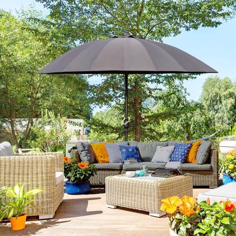 Large Dark Grey Garden Parasol with Adjustable Angle and Vent for Enhanced Airflow,Easy Assembly,Durable Metal and Fibreglass Structure