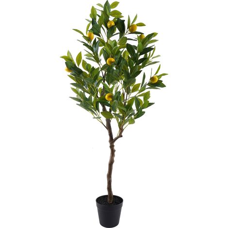 Grande albero di limone artificiale, decorazione naturale per giardino e terrazza, pianta realistica in PVC per interni ed esterni