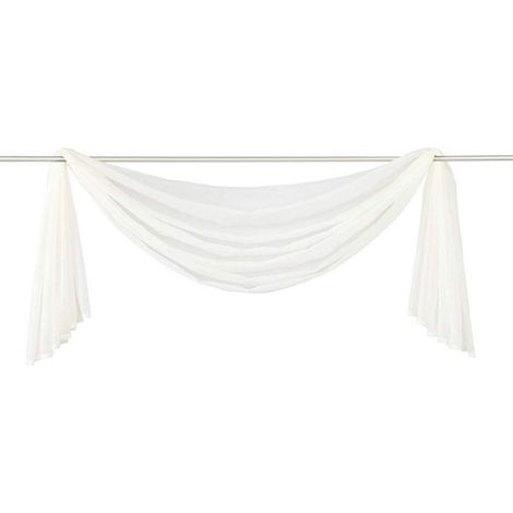 Cantonnière en voile transparent blanc crème, rideau décoratif uni pour chambre, salon, mariage – 140 x 300 cm–DELKEVIC