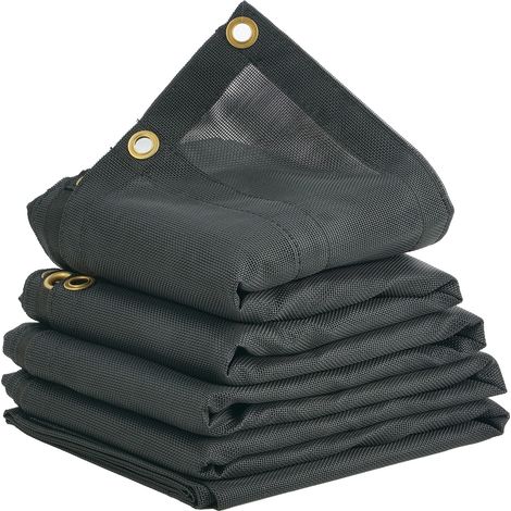 VEVOR Telo in Rete per Autocarro con Cassone Ribaltabile, 6 x 14 Piedi, Copertura Nera Resistente Rivestita in PVC con Doppia Tasca da 5,5" 18 Once, Occhielli in Ottone, Fettuccia Rinforzata
