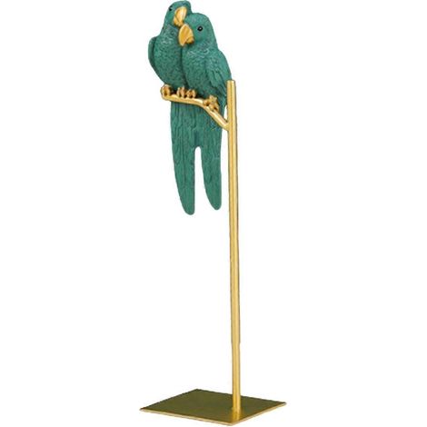 Sculpture de perroquet en résine, statue de perroquet, oiseau, animal, décoration verte (1/5)