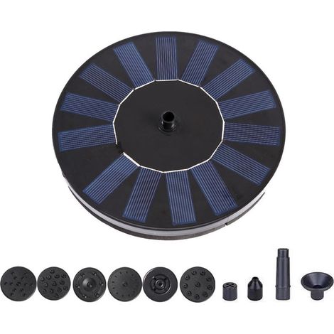 Fontaine solaire pour bassin et jardin avec 6 accessoires pompe à eau diamètre 160 mm pour fontaine piscine et abreuvoir à oiseaux (1/5)