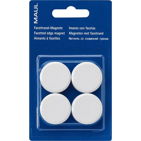 Maul Aimant MAULpro (Ø x H) 30 mm x 10 mm rond, à facettes blanc 4 pc(s) 6177202 D44687 (1/3)