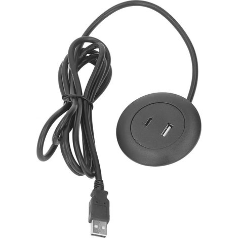 Passacâble de table encastrable rond avec chargeur 5V USB Type-C pour canapé chevet bureau établi maison ABS Ø4.5cm 1pc (1/5)