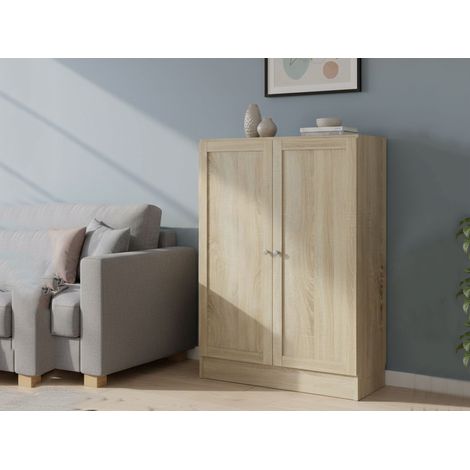 Dmora - Bücherregal Ambre, Büroregal, Mobiler Buchhalter, Bücherbrett, 79x28 h107 cm, Eiche (1/3)