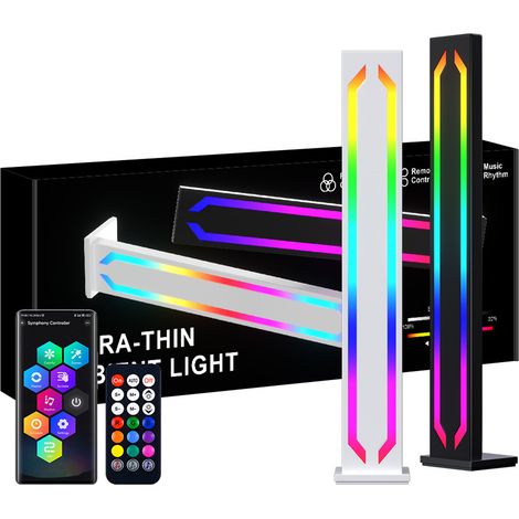 Set mit 2 RGB-LED-Stimmungsleuchten mit Bluetooth und Geräuscherkennung, Schwarz, Aluminium/ABS, App-Steuerung und Fernbedienung, 5 W (1/5)