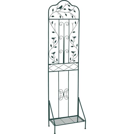 Celosía metálica para jardín autoportante de 50 x 30 x 189,5 cm con estante plegable y dispositivo antivuelco en metal verde 200018164