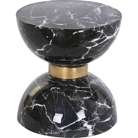 Table d'appoint effet marbre noir élégance chic - Effet marbre noir avec touches dorées (1/3)