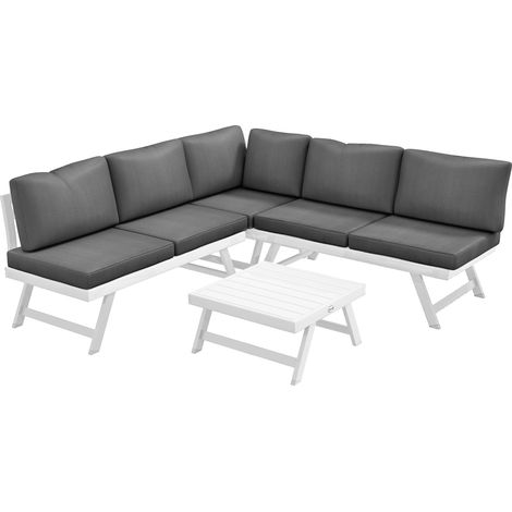Ensemble salon jardin 4 pièces. 115 x 61 x 65 cm. Gris/blanc. (1/5)