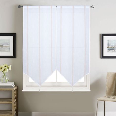 Paire petits voilages à bandes verticales brillantes Jaune 60x220 cm (1/2)