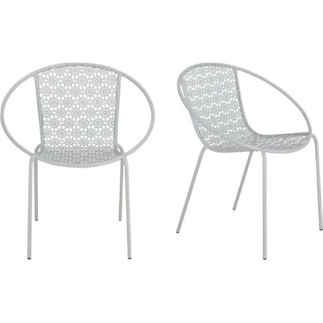 Lot de 2 fauteuils jardin motifs floraux métal gris - MARRAKECH 3349 (1/4)