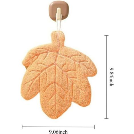 Serviette Décorative en Forme de Feuille d'Érable Orange avec Boucle de Suspension, Douce et Absorbante pour Cuisine et Salle de Bai (1/4)