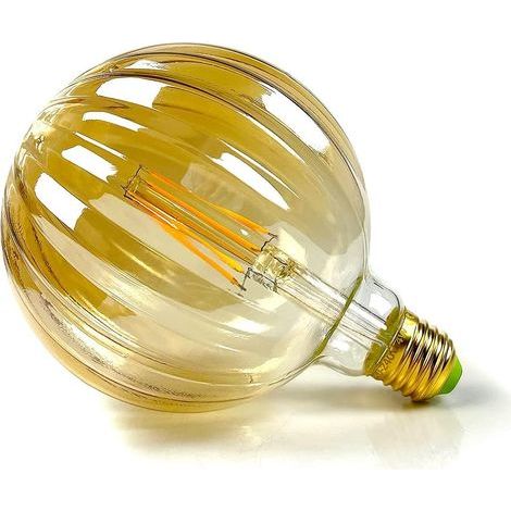 Ampoules LED Vintage 4W Blanc Chaud 2700Kelvin Big Globe Cristal Ampoule LED 220/240V Edison Vis E27 Base Spécialité Ampoule Décorative G125 (Melon) [Classe énergétique D] (1/4)