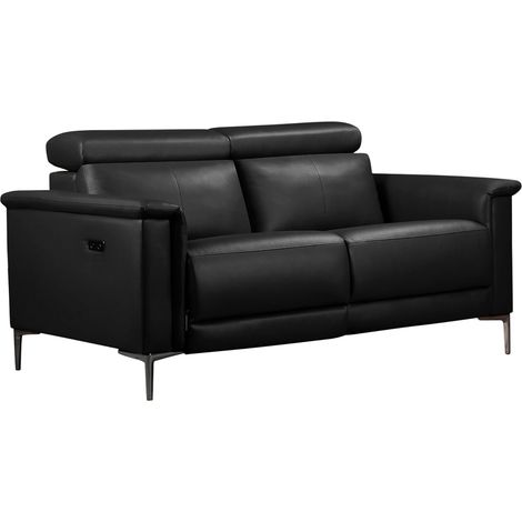 Lund-Canapé 2 places avec 1 fauteuil inclinable électrique en cuir PU noir (1/5)