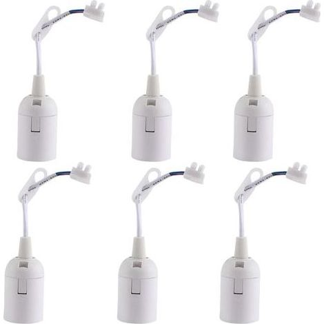 6 Pcs Douille Ampoule Plafond E27 à Visser de Chantier, Base Plafonnier Culot E27, Support de Lampe Plafonnier a Encastrer, pour Ampoules à Incandescence, Lampes Halogènes(Blanc) (1/5)
