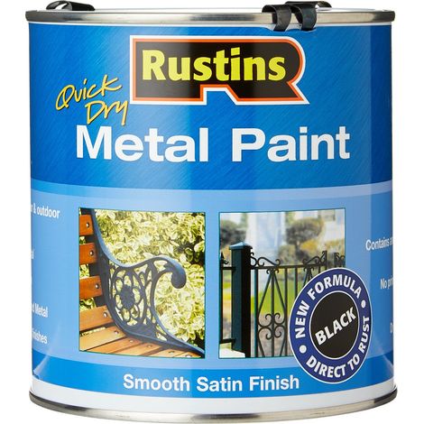 Rustins Quick Drying Metal Paint Smooth Satin Black 1 Litre
