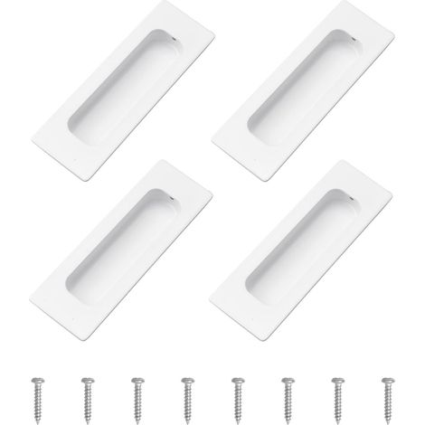 Confezione da 4 maniglie da incasso per mobili, pomelli rettangolari in acciaio inossidabile bianco caldo con viti, montaggio in superficie, maniglia integrata per mobili, cassetti, porte (1/5)
