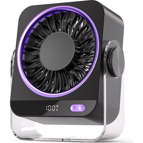 Ventilador de refrigeración de 4000 mAh, carga USB-C, apto para uso en interiores y exteriores – Morado, 143 x 57 x 169 mm (1 unidad) (1/4)