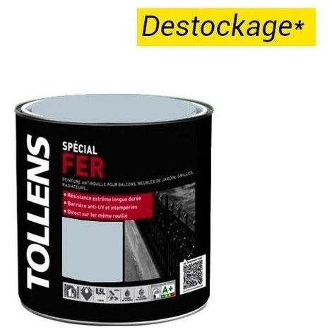 Tollens – Peinture spéciale fer brillante 0,5L – Teinte bleu cendré – Acrylique glycérophtalique pour surfaces métalliques – Résistance extrême (1/2)