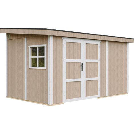 Casa de jardín de primera calidad 8,68 m² - H231x248x412 cm - Construcción de paneles LP Smartside - Sin suelo ni pared lateral - Timbela M939B-TERRA BROWN (1/5)